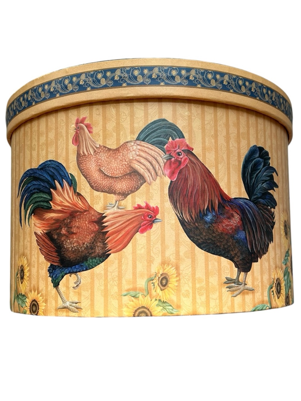 Farmhouse Rooster & Sunflower Print Sewing/Hat/Organizer Box